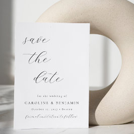Reserve A Data Casamento Elegante Minimalista de Caligrafia Branc