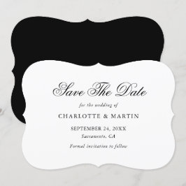 Reserve A Data Casamento Elegante Minimalista de Preto e Branco