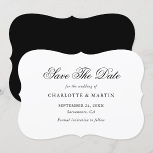 Reserve A Data Casamento Elegante Minimalista de Preto e Branco