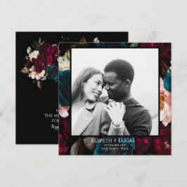 Reserve A Data Casamento Elegante Minimalista Preto e Floral