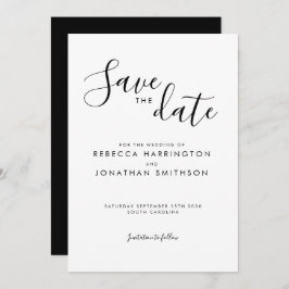 Reserve A Data Casamento Elegante Mínimo Branco Negro Salve A Dat