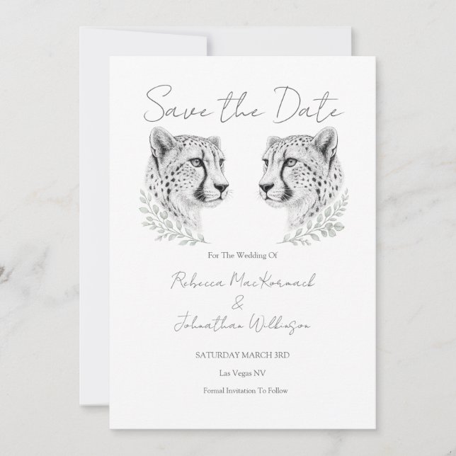 Reserve A Data Casamento Elegante Moderno Preto e Branco com Chit (Frente)
