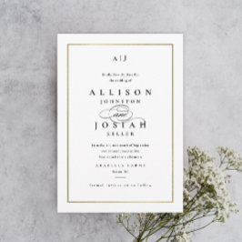 Reserve A Data Casamento Elegante Monograma Dourado