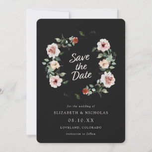 Reserve A Data Casamento Elegante Negro Salvar a Data