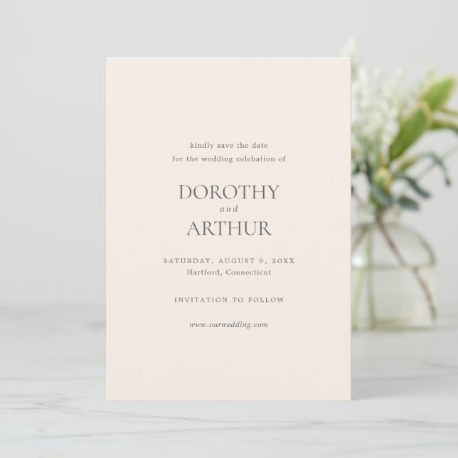 Reserve A Data Casamento Elegante Neutral Moderno da Terra (Em pé/Frente)