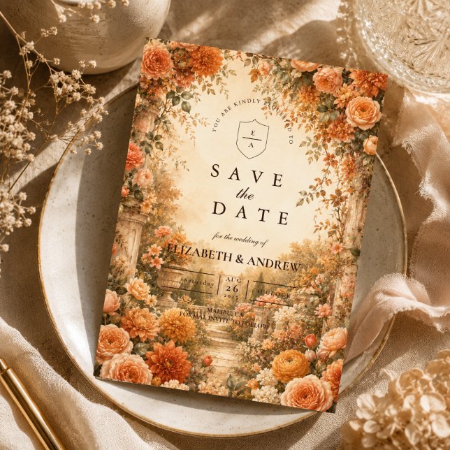 Reserve A Data Casamento Elegante no Jardim de Outono (Criador carregado)