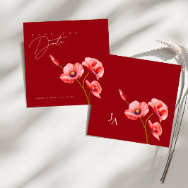 Reserve A Data Casamento Elegante Papoula Vermelha Crimson Silves