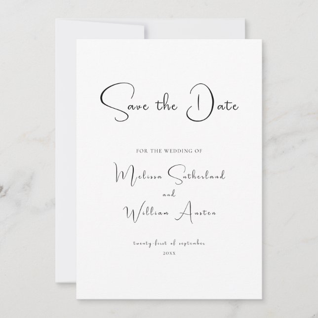 Reserve A Data Casamento Elegante Preto e Branco (Frente)