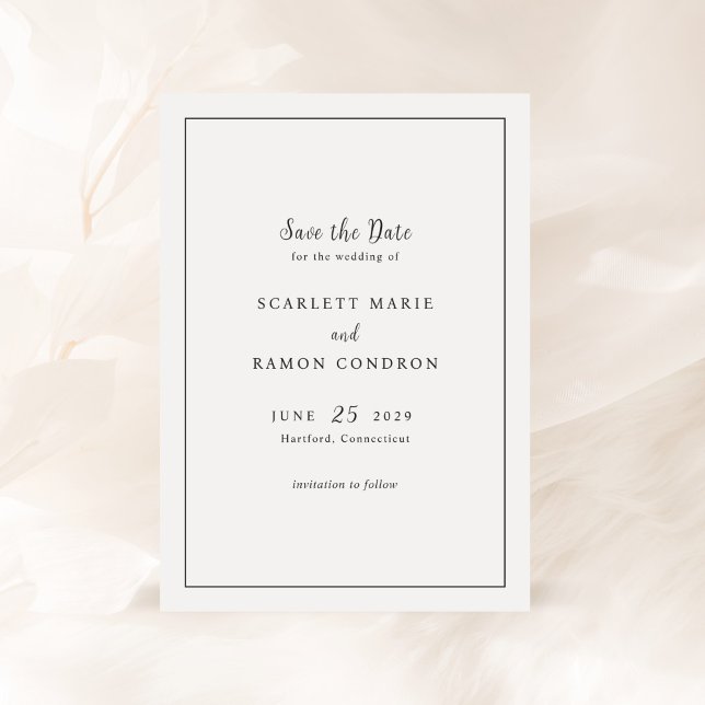 Reserve A Data Casamento Elegante Preto e Branco Atemporal (Criador carregado)