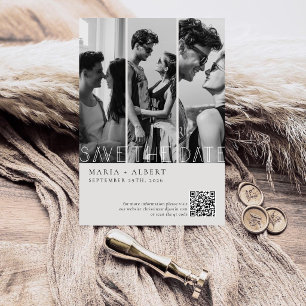 Reserve A Data Casamento Elegante Preto e Branco com Letra Fancy