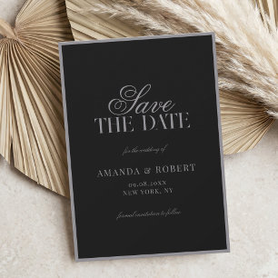 Reserve A Data Casamento Elegante Preto Fosco Old Money