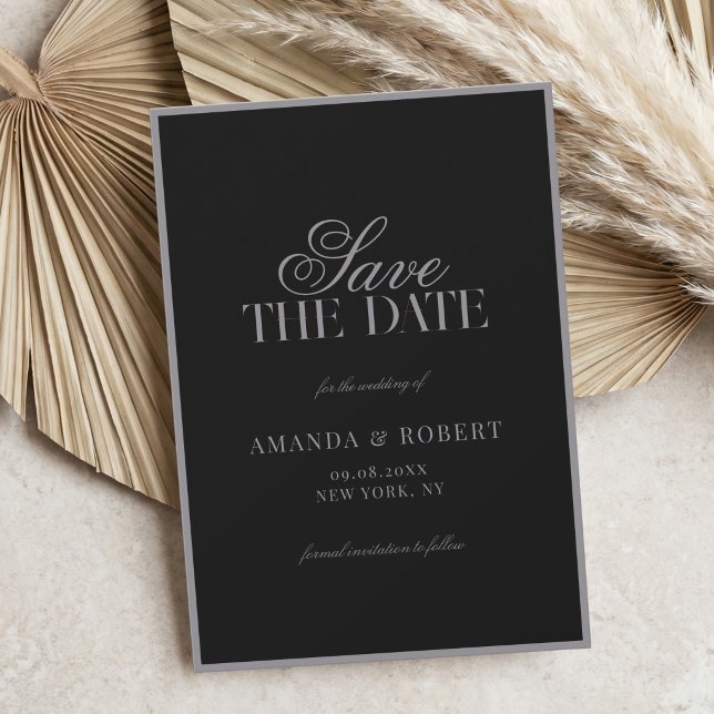 Reserve A Data Casamento Elegante Preto Fosco Old Money (Criador carregado)