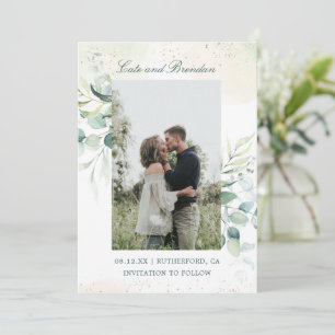 Reserve A Data Casamento Elegante Rustic Eucalyptus Greenery Foto