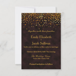 Reserve A Data Casamento Elegante Rustic Wooden Gold Foil Confett