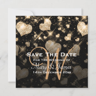 Reserve A Data Casamento Elegante Salva A Data Corações Dourados