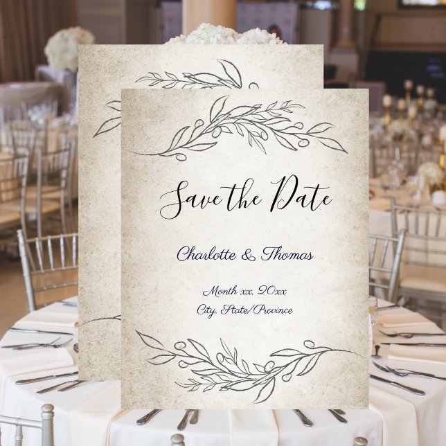 Reserve A Data Casamento Elegante Salvar A Data (Wedding Engagement Save The Date Elegant Leaf)