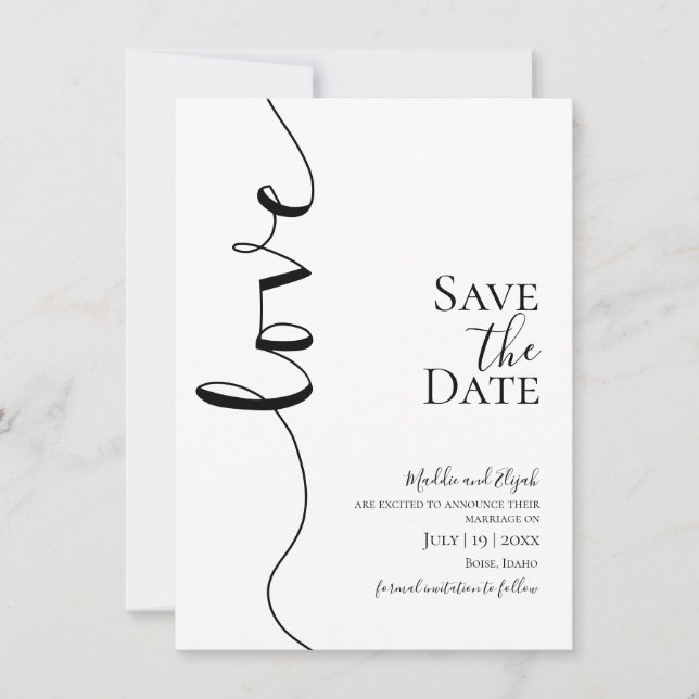 Reserve A Data Casamento, Elegante, Simples, Tipografia, Rascunho (Frente)