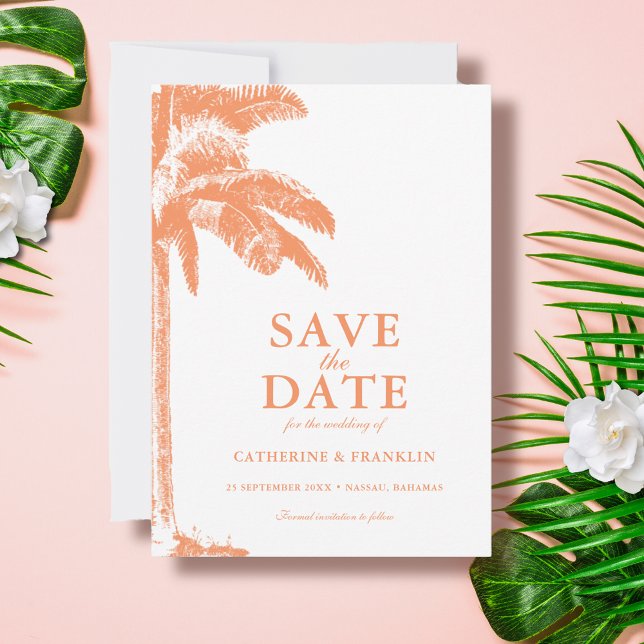 Reserve A Data Casamento Elegante Tropical Palm Tree (Criador carregado)