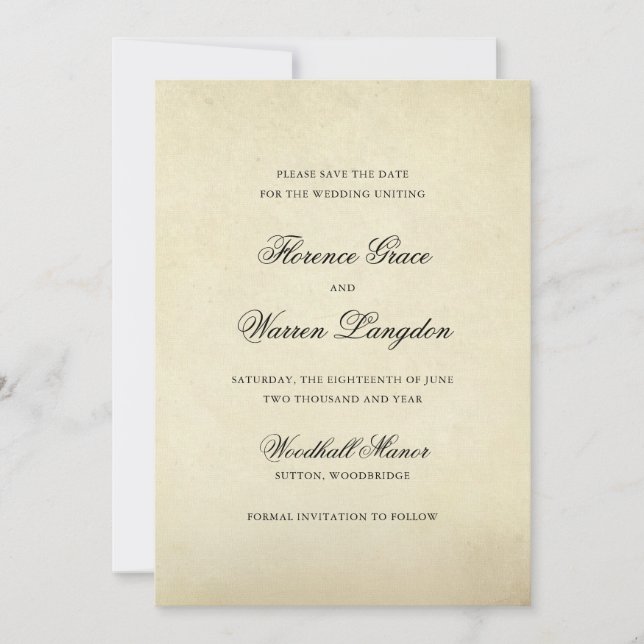 Reserve A Data Casamento Elegante Vintage (Frente)