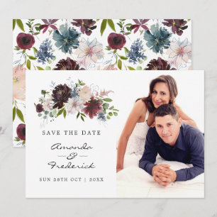 Reserve A Data Casamento em Burgundy, Azul Marinho e Rosa Bege