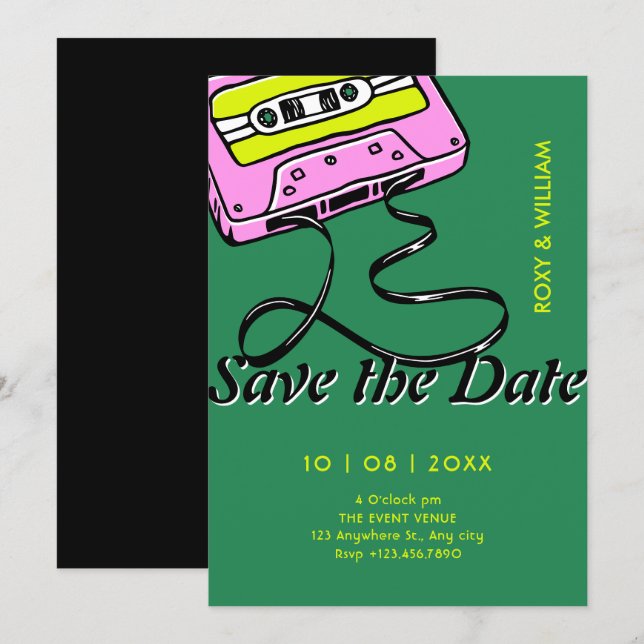 Reserve A Data Casamento em cassete (Frente/Verso)