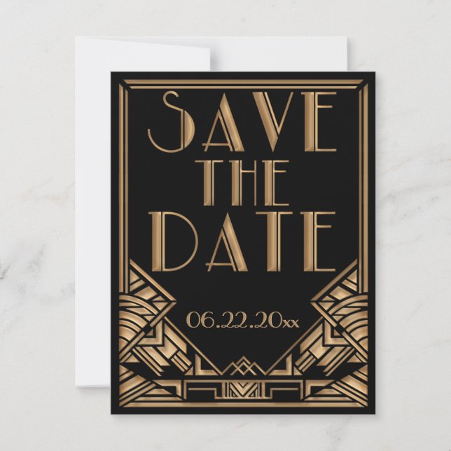 Reserve A Data Casamento em estilo Art Déco Gatsby Save the Date (Frente)