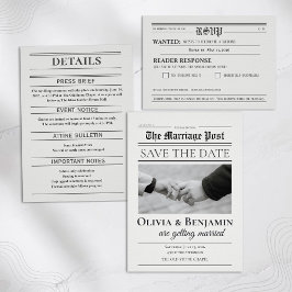 Reserve A Data Casamento em Estilo de Jornal para Salvar a Data
