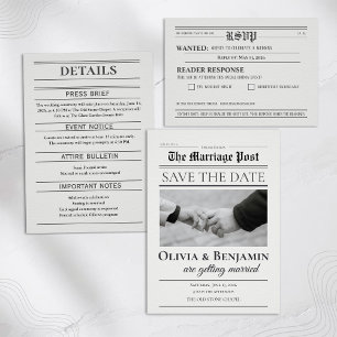 Reserve A Data Casamento em Estilo de Jornal para Salvar a Data