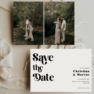 Reserve A Data Casamento em Grid de Fotos Minimalista Retro Scrip