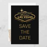 Casamento em Las Vegas Salve a data Foto Dourada