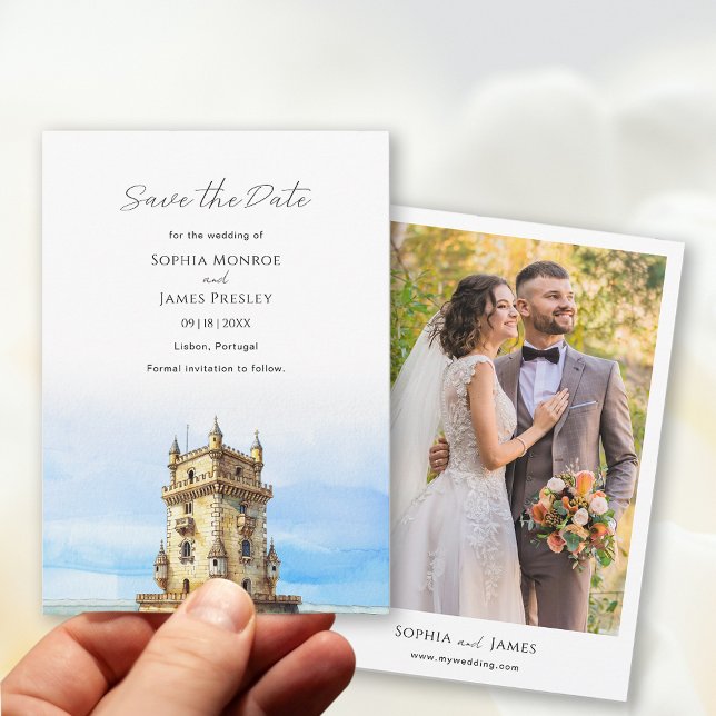 Reserve A Data Casamento em Lisboa Portugal (Lisbon Portugal Destination Wedding Save The Date)