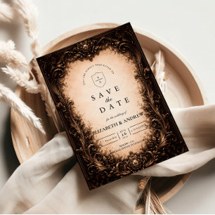 Reserve A Data Casamento em Moldura Gótica Barroca