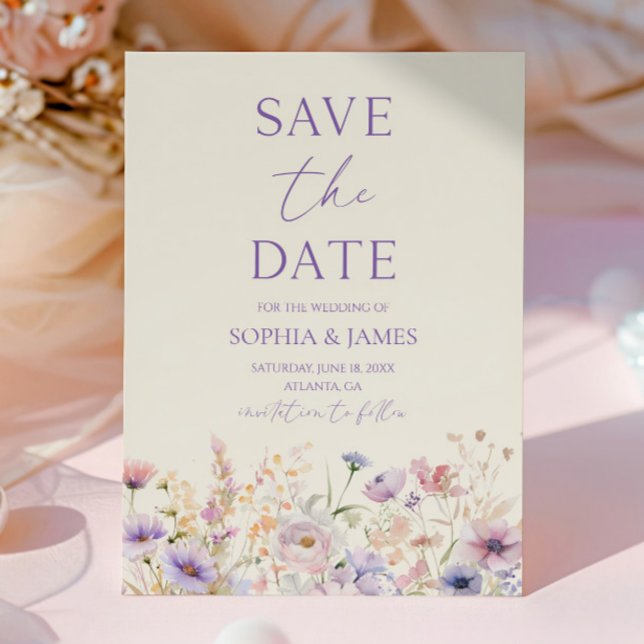 Reserve A Data Casamento em Prado de Flores Silvestres Rosa Roxo (Criador carregado)