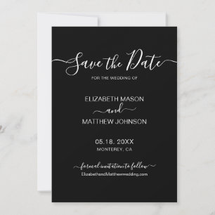 Reserve A Data Casamento em Preto e Branco com Letra Elegante Min