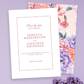 Reserve A Data Casamento em Rosa Pêssego Floral Vintage em Aquare