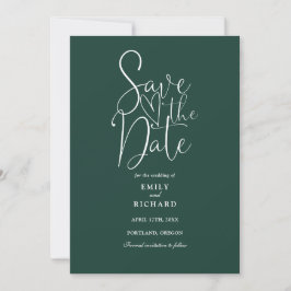 Reserve A Data Casamento em Script Moderno Elegante Esmeralda Ver