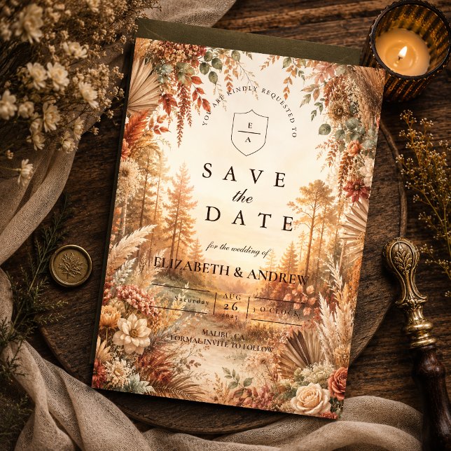 Reserve A Data Casamento Encantado Boho Floresta (Criador carregado)