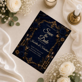 Reserve A Data Casamento Enfeitiçado de Outono em Azul Meia-Noite