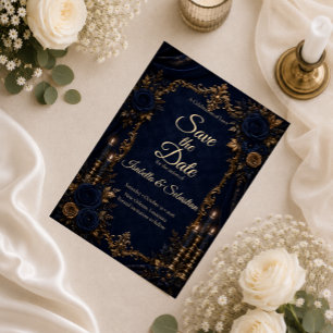 Reserve A Data Casamento Enfeitiçado de Outono em Azul Meia-Noite