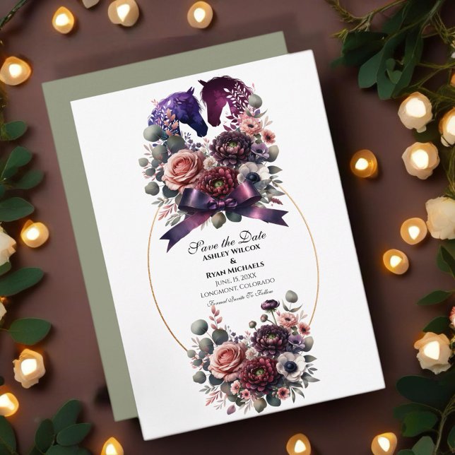 Reserve A Data Casamento Equestre em Aquarela Elegante (Personalize this beautiful design to make your celebration special!)