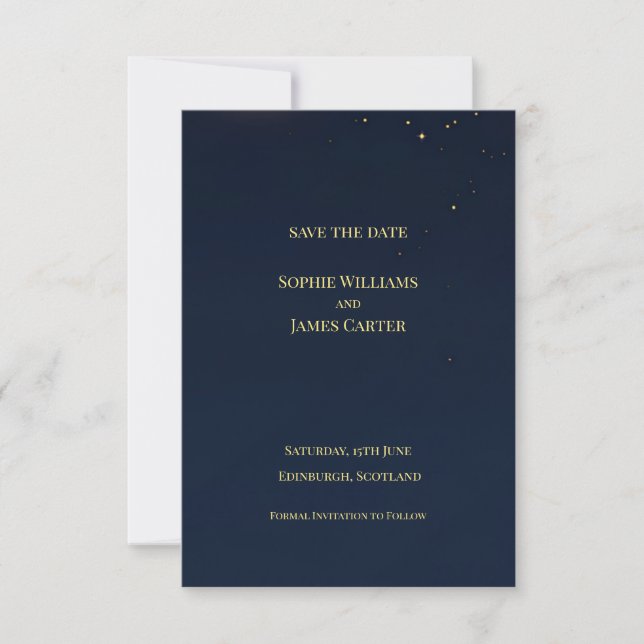 Reserve A Data Casamento Escocês Celestial Navy Gold Star (Frente)