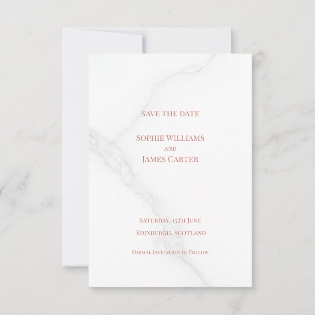 Reserve A Data Casamento Escocês Minimalista Rosa Dourado (Frente)