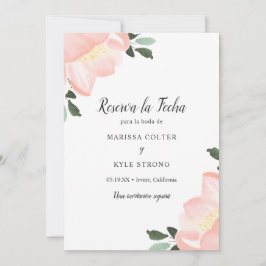 Reserve A Data Casamento Espanhol Floral Elegante Cor de Água Ros