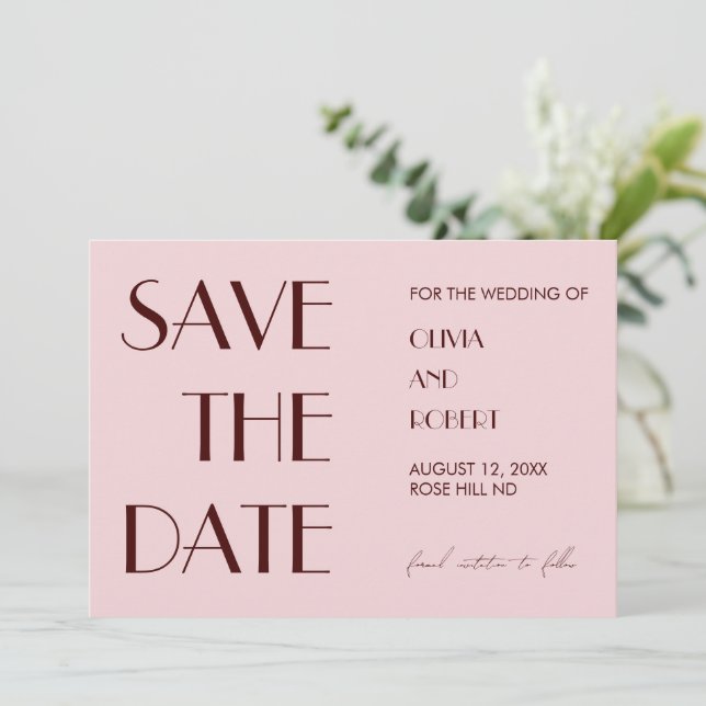 Reserve A Data Casamento estético moderno rosa-claro (Em pé/Frente)