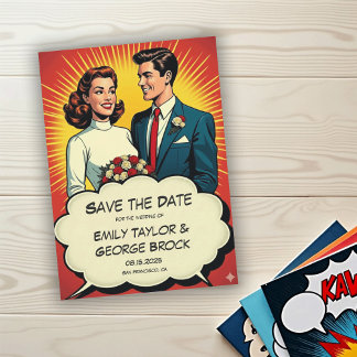Reserve A Data Casamento Estilo Cartoon de Casal Romântico Vintag