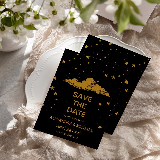 Reserve A Data Casamento Estrelas Celestiais de Ouro Preto Místic (Criador carregado)