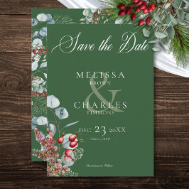 Reserve A Data Casamento Eucalyptus em Berries Verdes Winter Pine