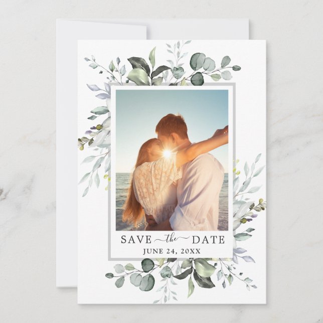 Reserve A Data Casamento Eucalyptus PHOTO Elegante (Frente)