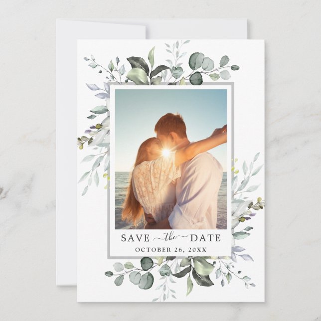 Reserve A Data Casamento Eucalyptus PHOTO Elegante (Frente)