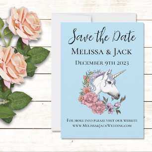 Reserve A Data Casamento Fantasia Floral Pastel Unicórnio Branco